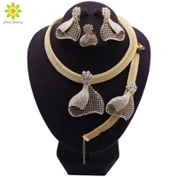 india gold color necklace earrings ring bracelet set for women gift african bridal wedding gifts crystal jewelry sets