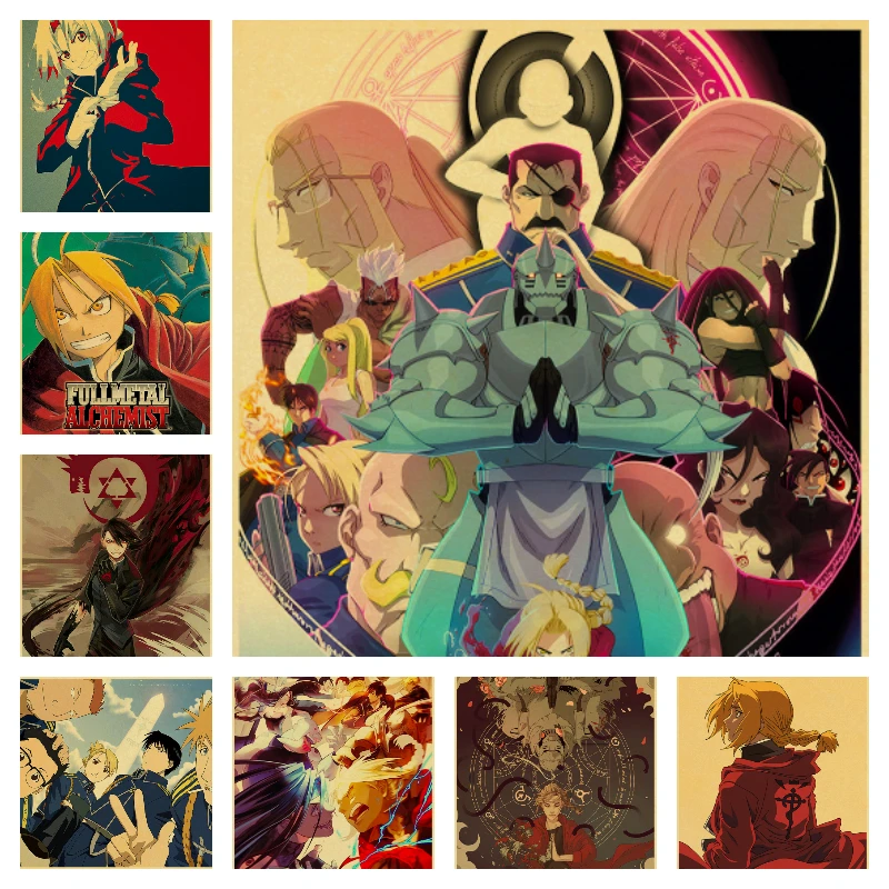 

Canvas Painting Wall Art Classic Anime Full Metal Alchemist Retro Posters and Prints Room Decor Pictures for Home Decoration