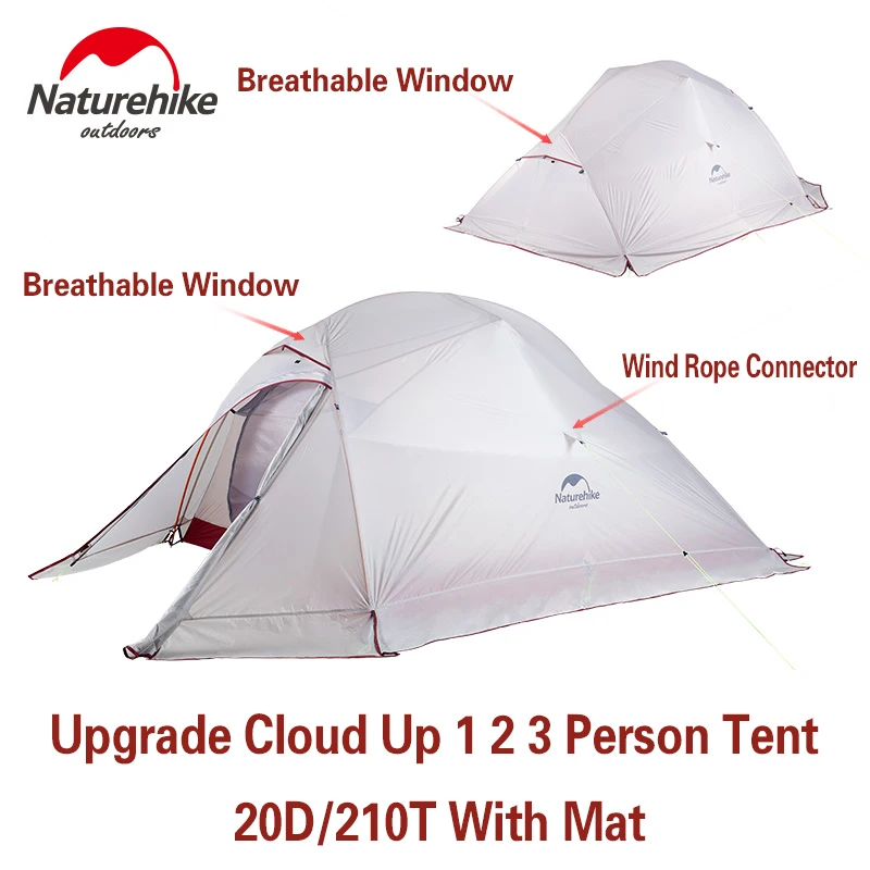 Туристическая палатка Naturehike Cloud Up Ультралегкая с ковриком для кемпинга на 1 2 3