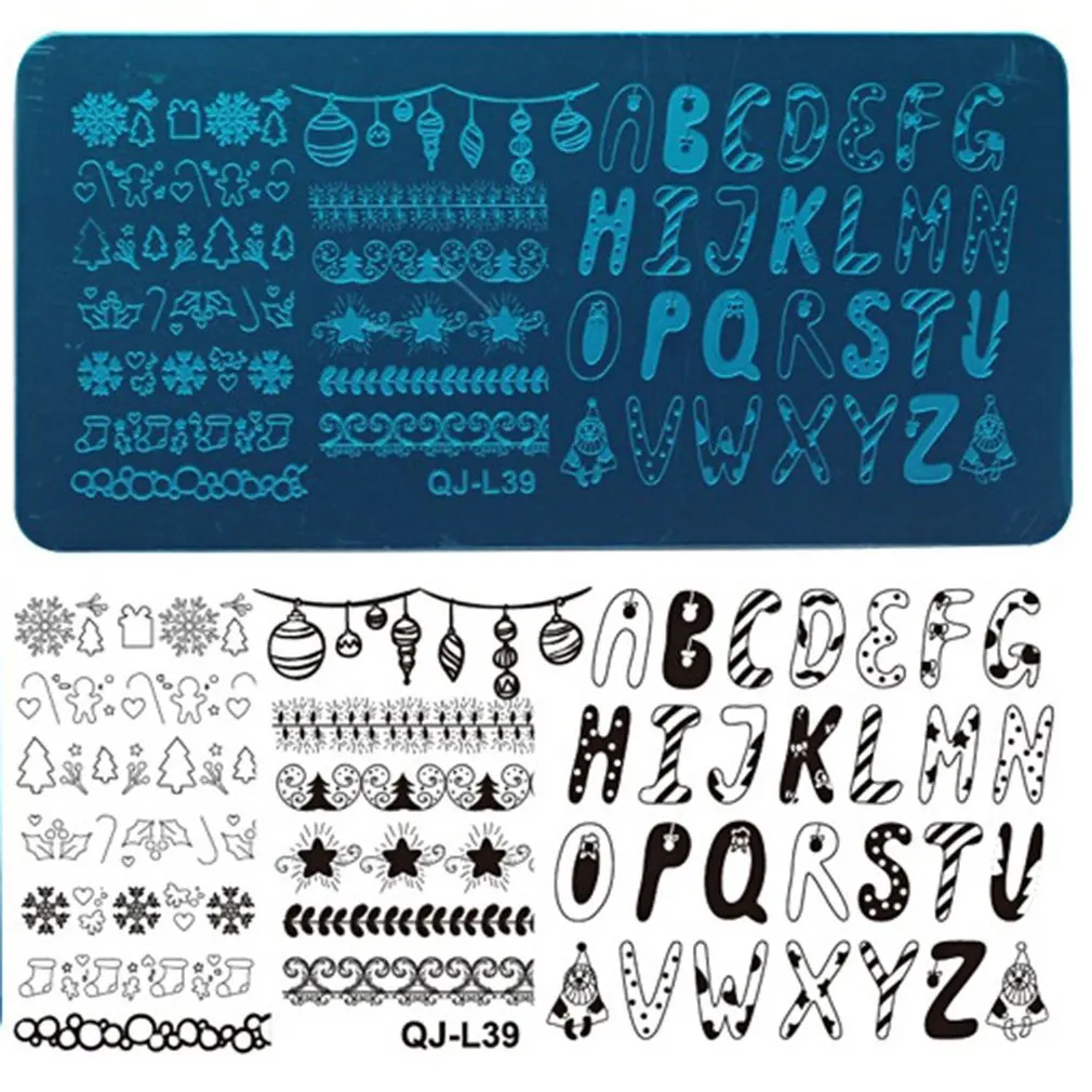 Прямоугольная пластина для ногтей шаблон печати инструмент Рождественский лес