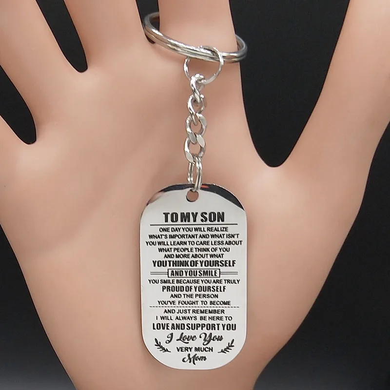 

Fashion Mom To My Son Stainless Steel Key Chain Family Love Keychain Birthday Graduate Gift Jewelry llaveros mujer K852S01