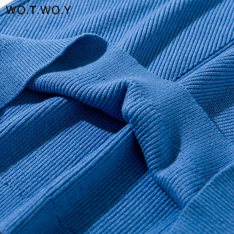 

WOTWOY Casual Oversized V-neck Knitted Sweaters Women Autumn Winter Cashmere Pullovers Female Solid Long Sleeve Jumper Tops