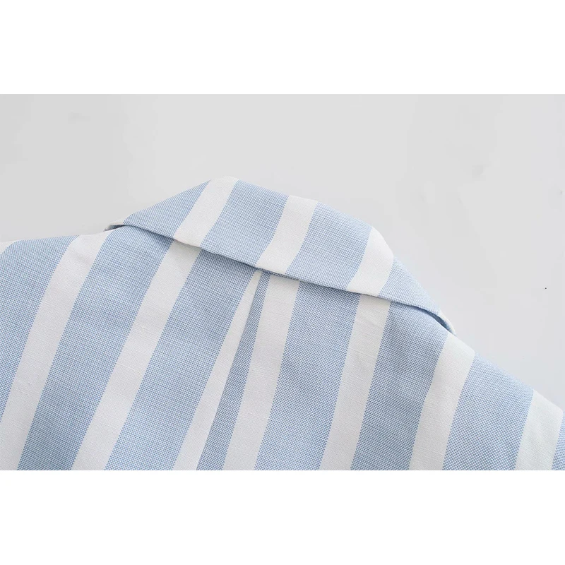 

Za Blazer 2021 Fashion Women Striped Print Linen Blazer Coat Vintage Long Sleeve Office Lady Outerwear Chic Tops OZZ1170