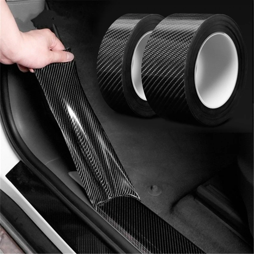 Rollos de cinta adhesiva de fibra de carbono para puerta de coche, Tira protectora para maletero,