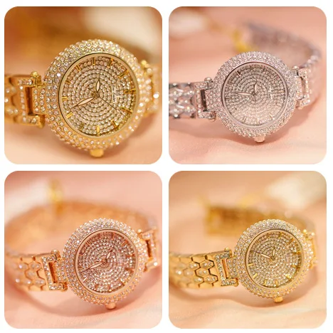 Полностью ювелирные женские часы ведущей марки на браслете Стразы Часы золотые