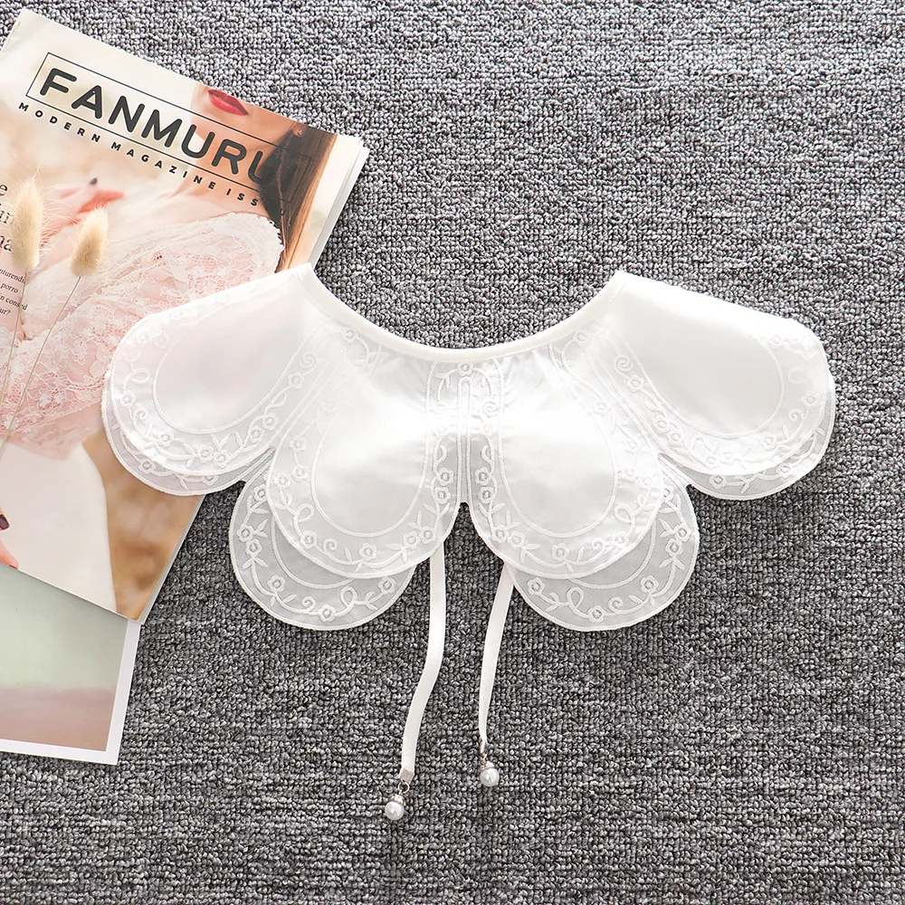 Linbaiway облакообразный воротник на плечо для женщин с цветочной вышивкой ложный