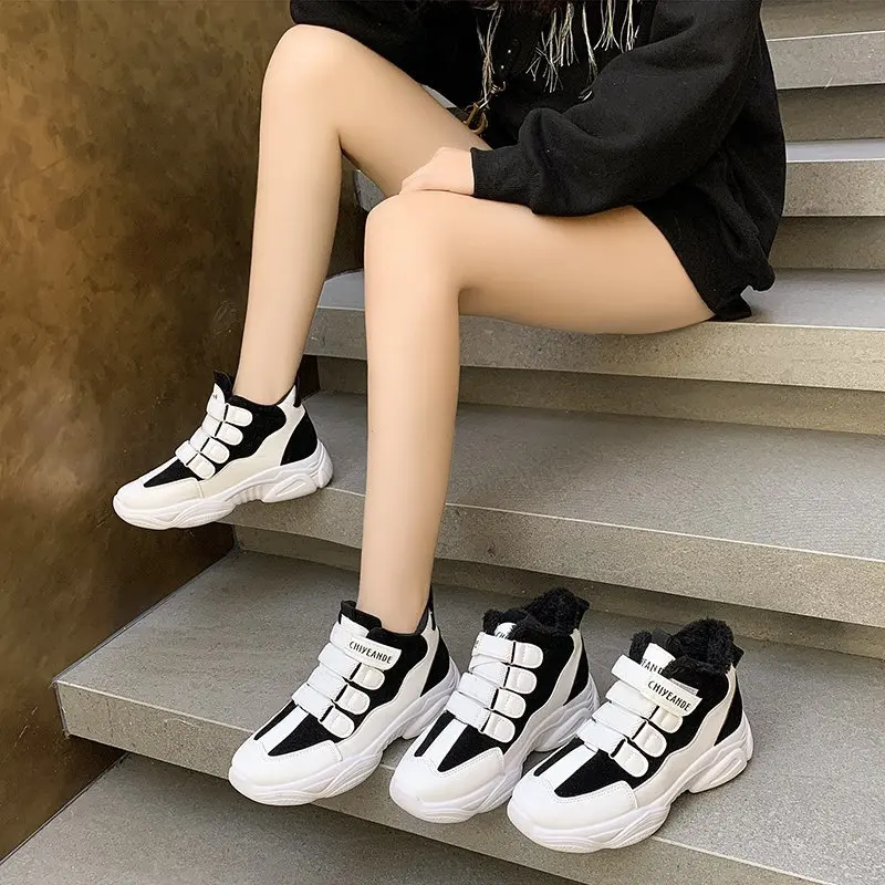 

2021 зимние теплые бархатные женские ботинки, повседневная спортивная женская обувь, высокие ботинки, универсальная износостойкая обувь на п...