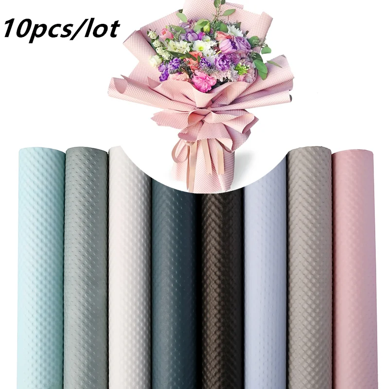 10PCS Flower wrapping paper waterproof 3D embossing series floral bouquet flower packaging material gift florist package paper
