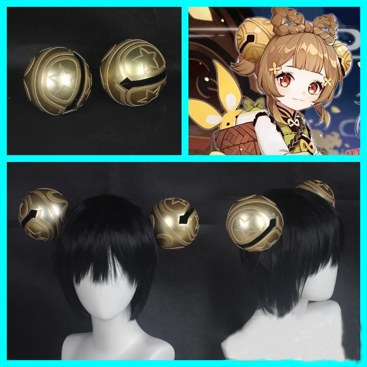 

Genshin Impact Yaoyao Cosplay Headwear Golden Big Bell Ball Hairpin Hair Clip Hair Accessory Take Photo Props Accessories