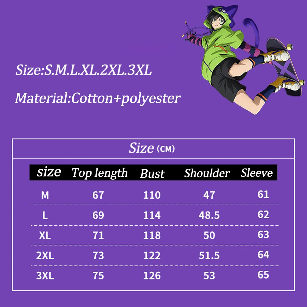 

Anime SK8 the Infinity Miya Chinen Cosplay Hoodie Sweatshirt Coat Pullover Zipper Long Sleeve Jacket Unisex Tops Costume