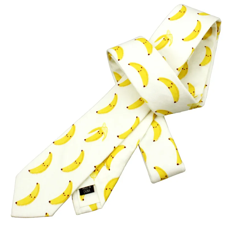 HAWSON Ties for Men Fruit Pattern Banana Cartoon Mens Slim Skinny Tie Casual Dress, Mens Gift, Gift for Boyfriend