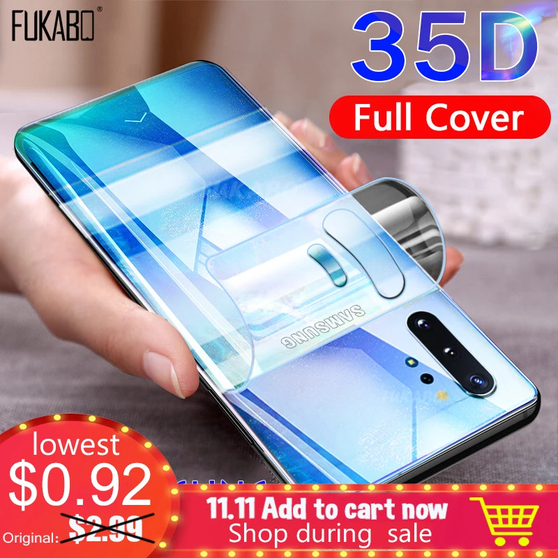 35D полное покрытие Гидрогелевая пленка для samsung A50 A70 A10 A40 A20 A60 A30 A80 A90 Note 9 10 Plus Защитная пленка для задней панели не стекло