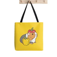 shopper cherry tomatoes and guinea pigs print tote bag women harajuku shopper handbag girl shoulder shopping bag lady canvas bag