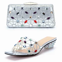 crystal womens shoes bag set 2021 new design italian party shiny womens shoes