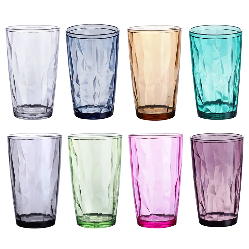 

500ml Stackable Colored Drinking Glass Diamond Water Cup Juice Glasses For Drinking Tea Clear Kitchen Dining Bar Drinkware