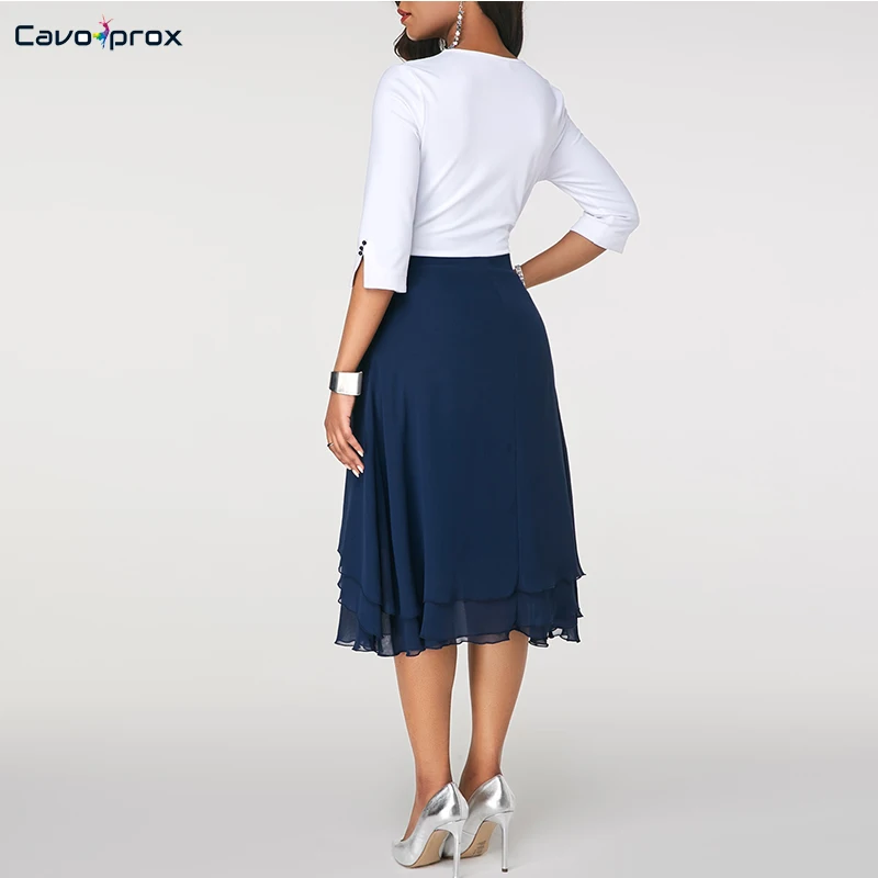 Женское шифоновое платье с рукавом три четверти Повседневное трапециевидной