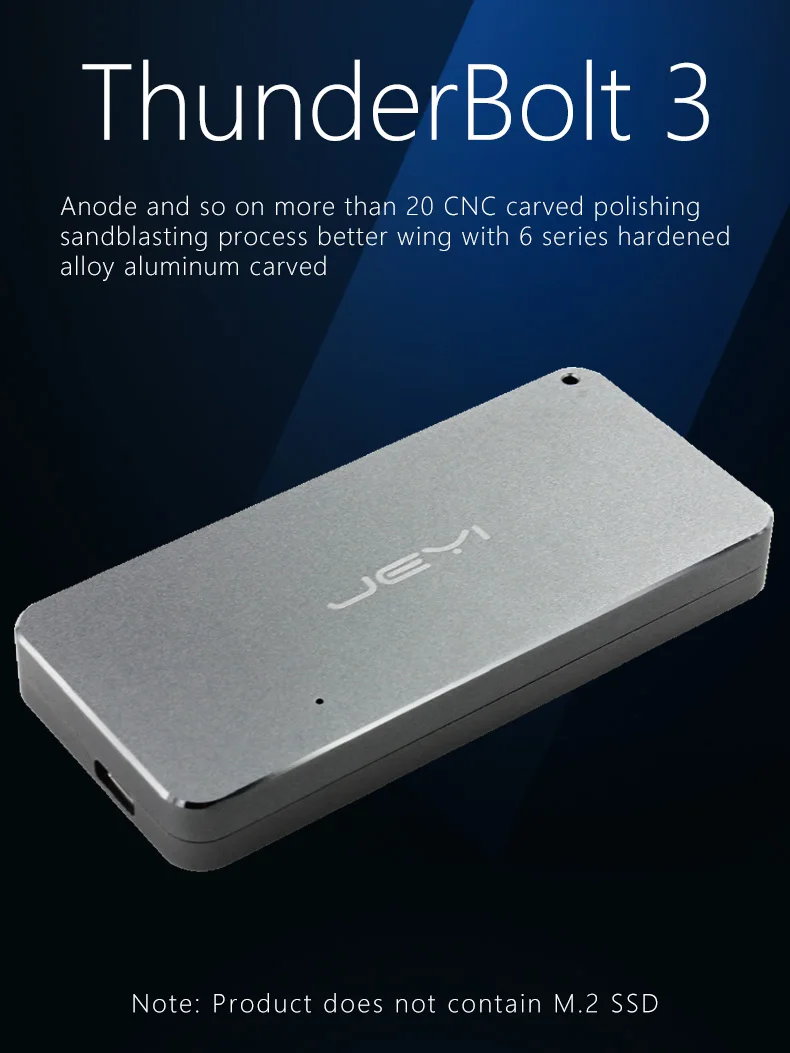 JEYI thunderbolt 3 m.2 nvme корпус чехол для мобильного телефона NVME TO TYPE-C алюминиевый тип C3.1 m. 2 USB3.1 M.2 PCIE U.2 SSD LEIDIAN-3