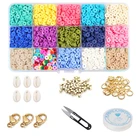 2021 Полимерная глина свободные бусины чип диск, бусины с большим отверстием смешанные плоские круглые глина бусины ювелирных аксессуаров DIY Набор для создания украшений