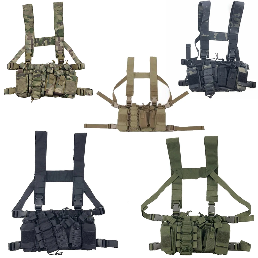 

Tactical Chest Rig Bag Radio Harness Front Pouch Holster Military Vest Rig Bag Adjustable Functional Two Way Radio Waist Pouch