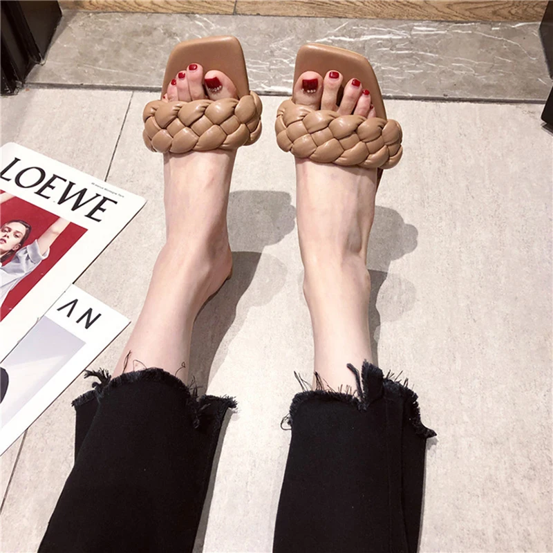 WOTTE/женские шлепанцы Сезон лето sandale femme Высококачественные плетеные