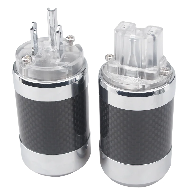 HIFI Carbon Fiber Audio Power Plug Rhodium Plated IEC Connector Hifi Power Cable Accessories