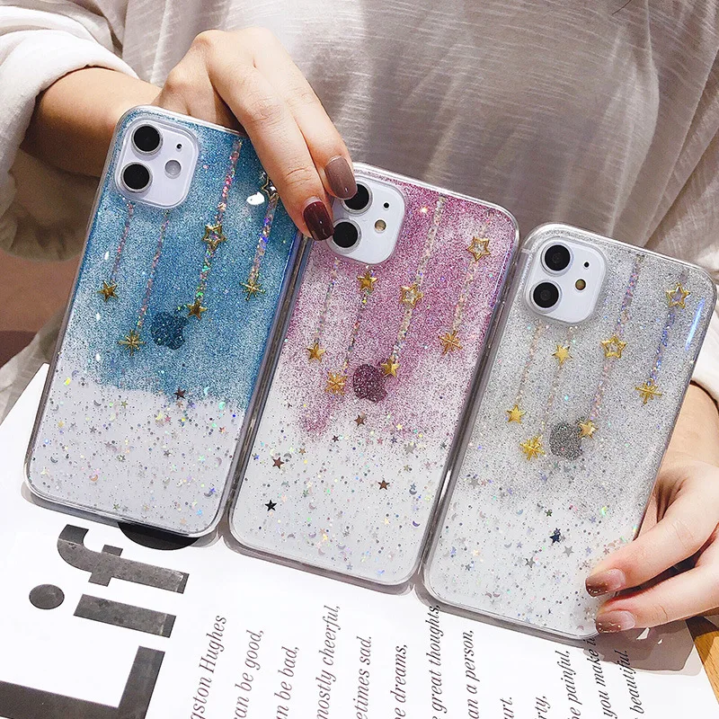 

Suitable for Apple IP11 PRO MAX Epoxy Gradient Quicksand Glitter 7/8 XS XR 12 MINI Star Phone Case Huawei Phone Case