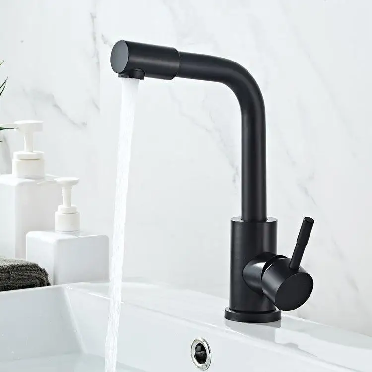 Черный хромированный высокий смеситель для раковины тонкая раковина ванной