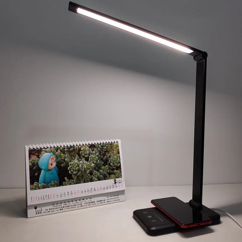 

Folderable desk LED light with 15W QI wireless charger