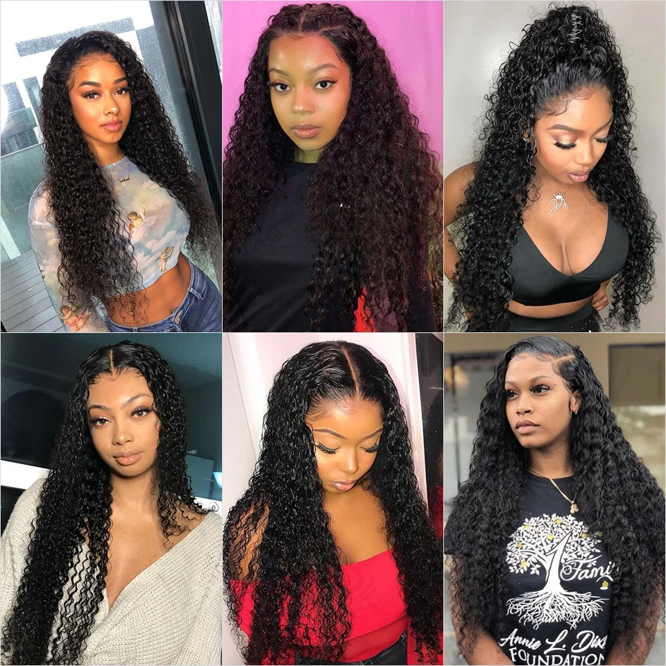 

30 34 Inch Lace Front Wig Kinky Jerry Curly Human Hair Wigs Brazilian Deep Wave Virgin Pre Plucked Hair Water Wave Closure Wig