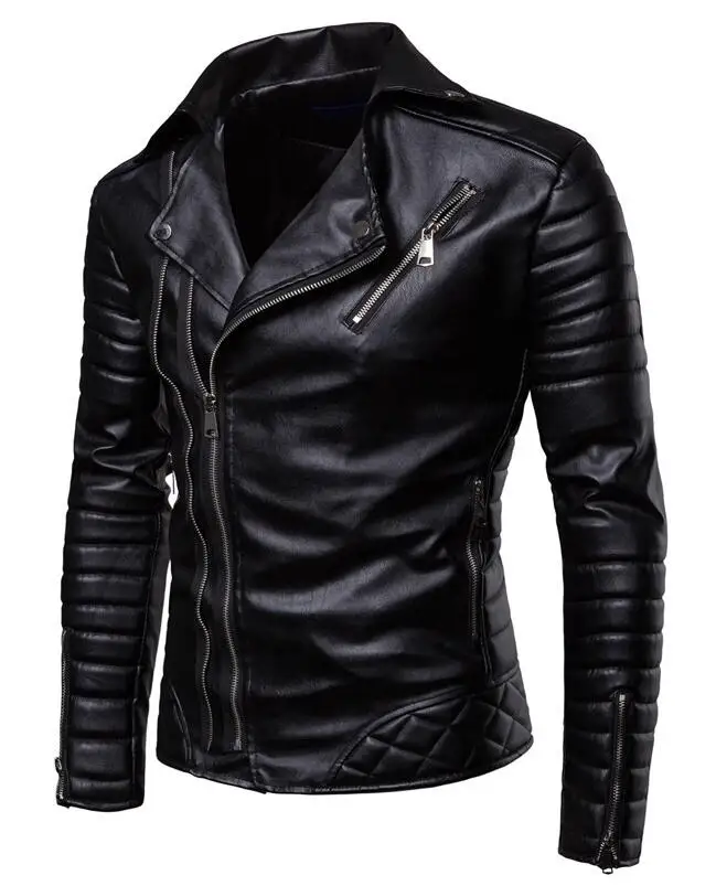 Мотоциклетные Куртки из искусственной кожи мужские зимние куртки на молнии