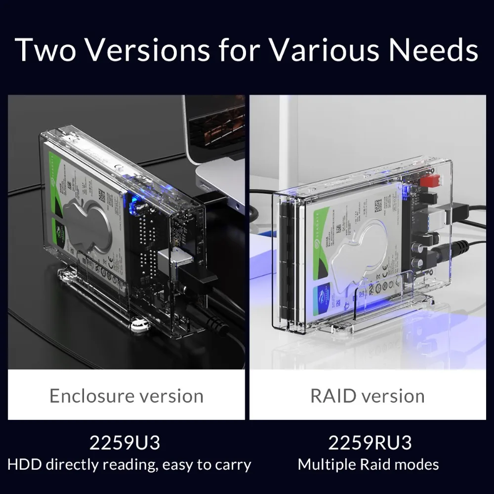 Корпус для жесткого диска ORICO 2 5 дюйма с функцией Raid прозрачный чехол SATA к USB 3 0