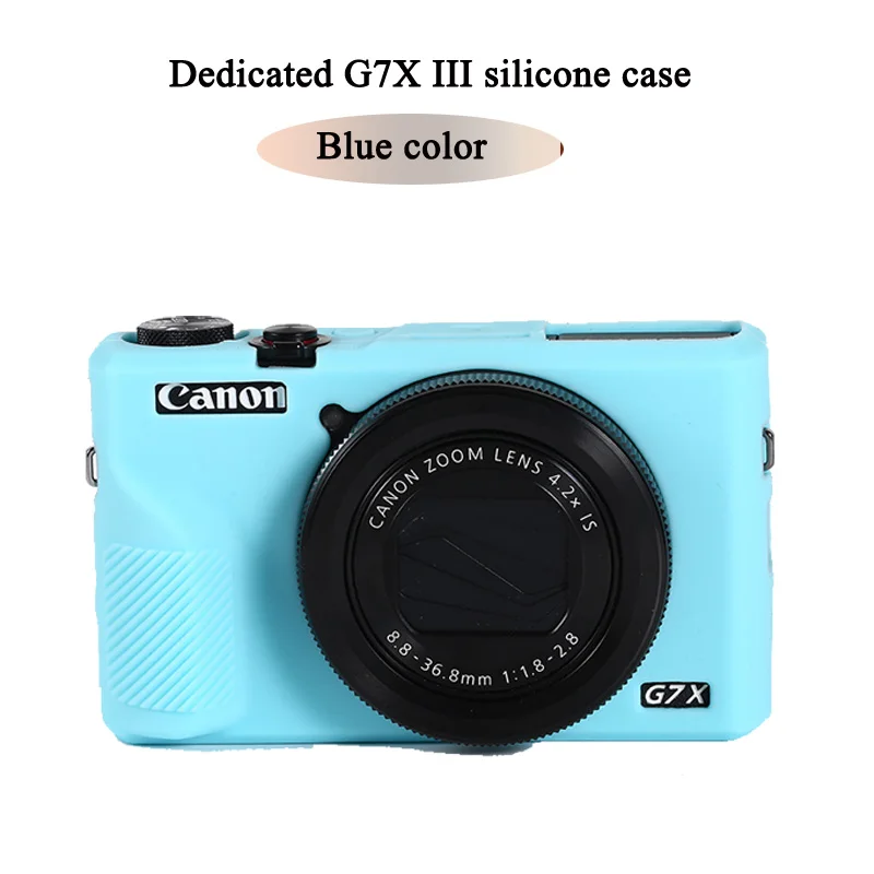 Красивая видеокамера для камеры Canon G7XII G7X II G7X mark 3 G7X III G5X II силиконовый чехол резиновый чехол для камеры защитный чехол - Цвет: G7X III Blue color