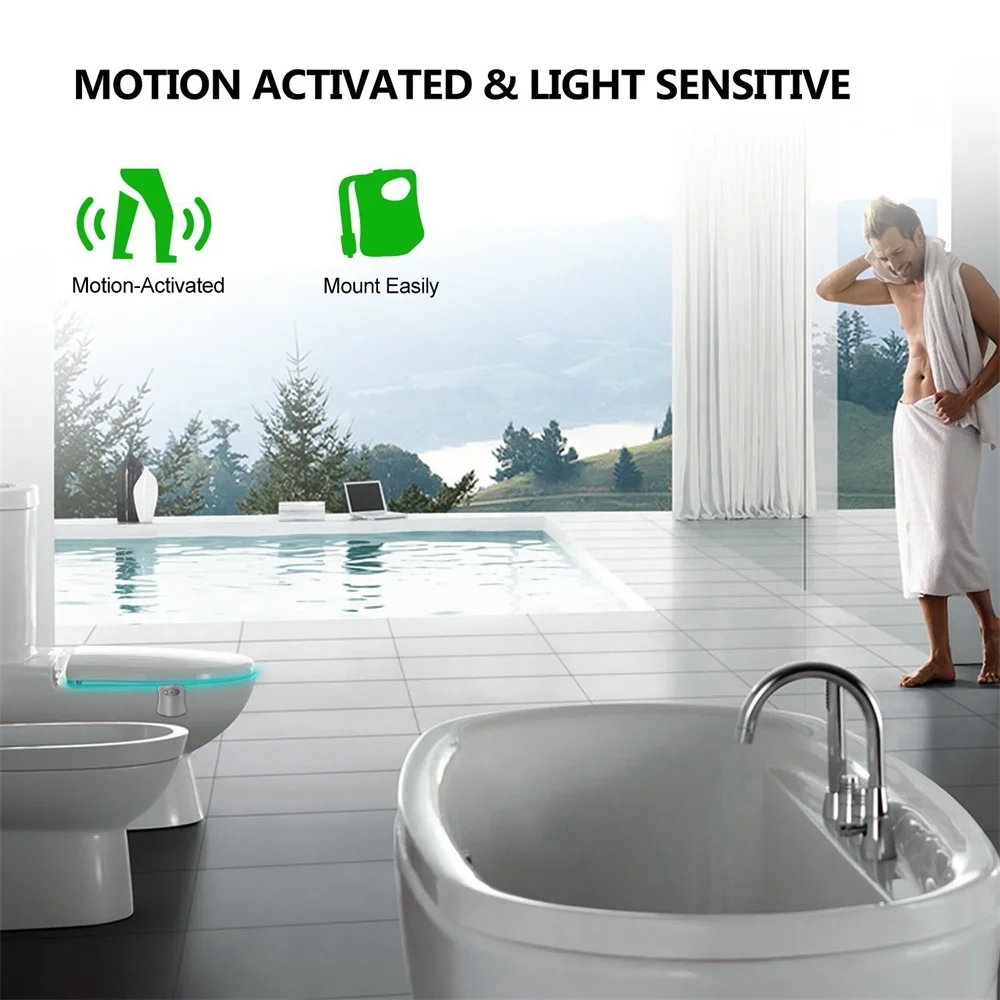 

8 Colors LED Toilet Light Night Light Smart PIR Motion Sensor Toilet Seat Lamp WC Backlight For Toilet Bathroom