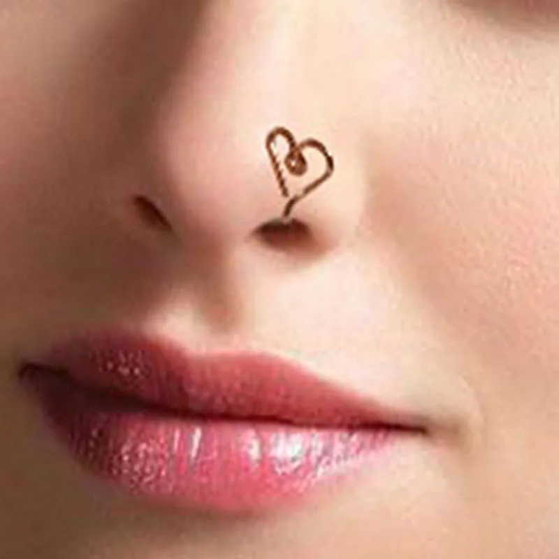 

Popular Fashionable Nose Nails Universal Three-color Heart-shaped Metal Nose Ring Personality Creative Unique Unisex Jewelry