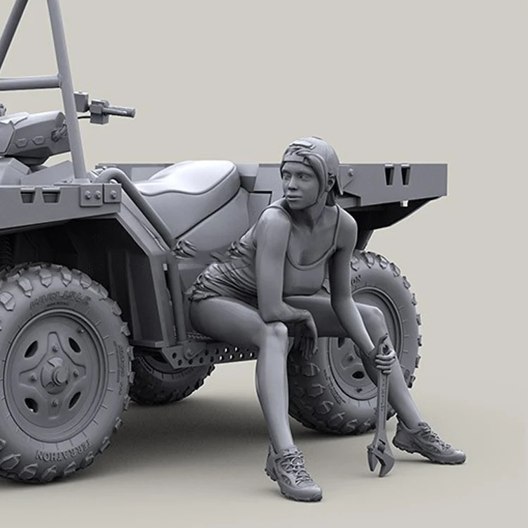 Неокрашенная фигурка из смолы в масштабе 1/35 девочка Райдер играющая с гаечным