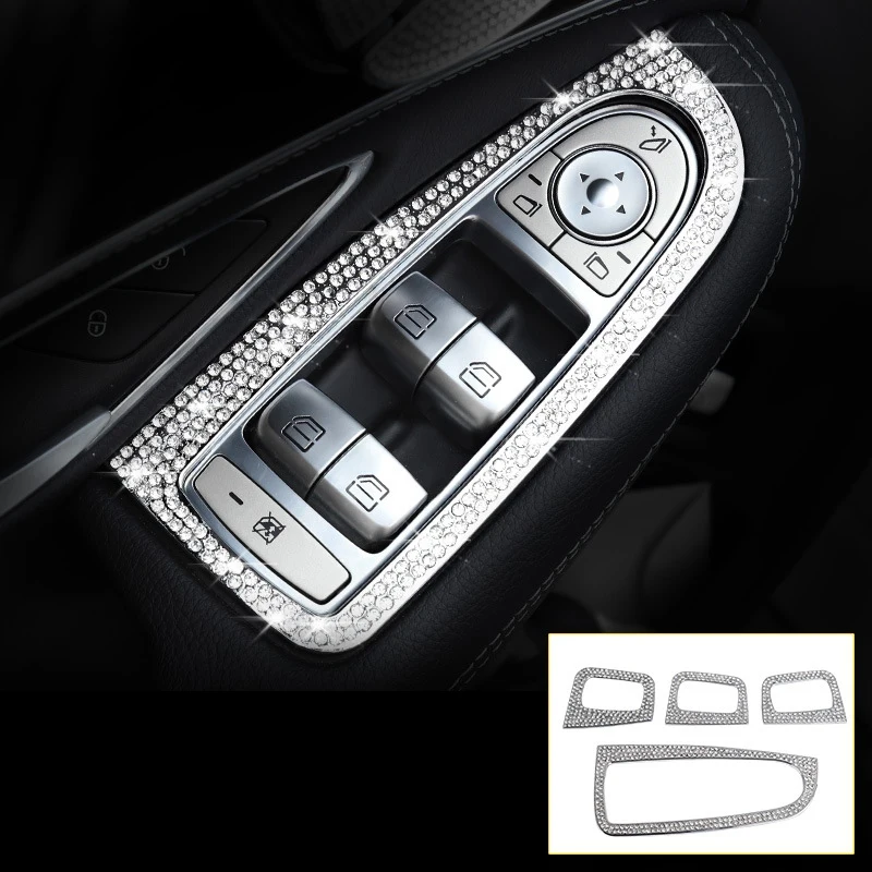 4 шт. автомобильные блестящие Серебристые чехлы на кнопки управления окном