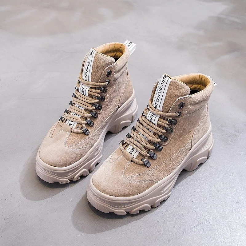 Женские кроссовки из натуральной кожи на платформе модные женские зимние