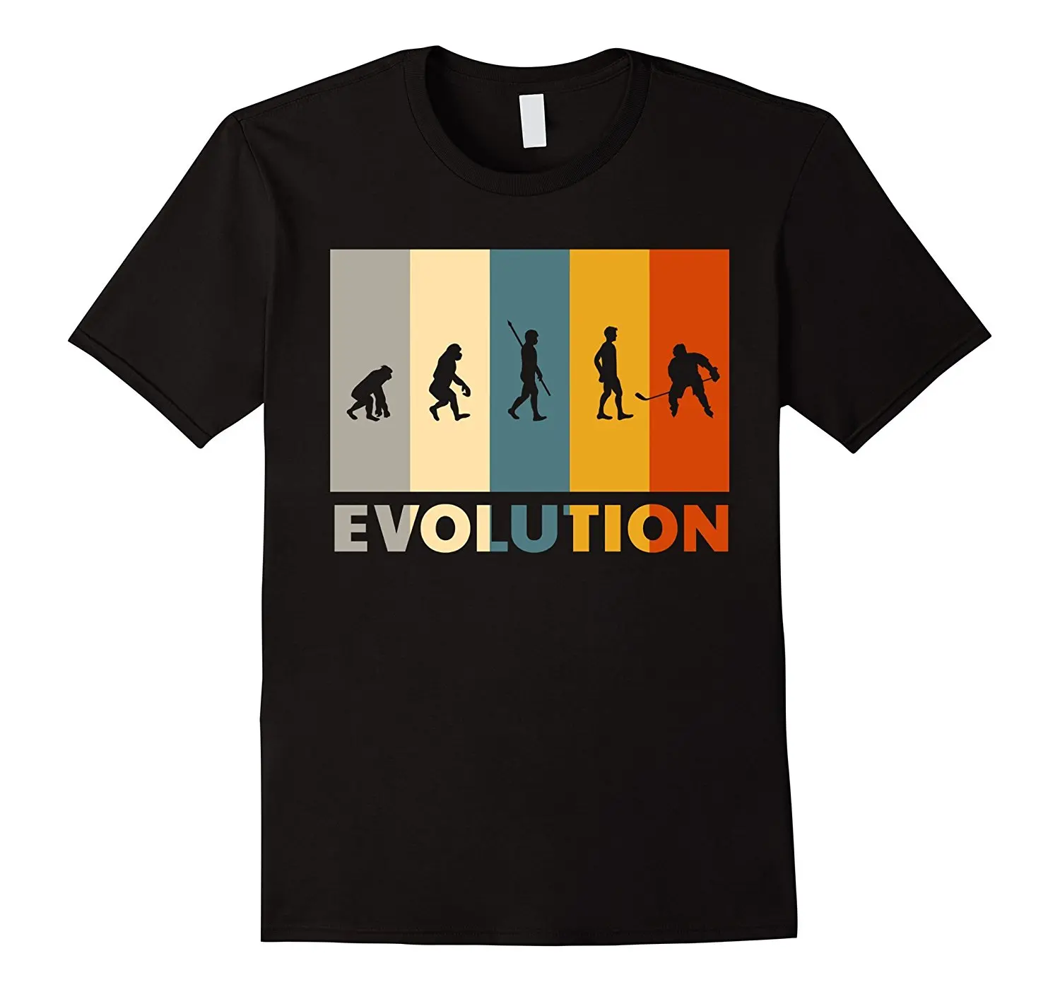 

80s Retro Vintage Mankind Evolution Ice Hockeyer T Shirt Summer Cotton Short Sleeve O-Neck Men's T Shirt New S-3XL