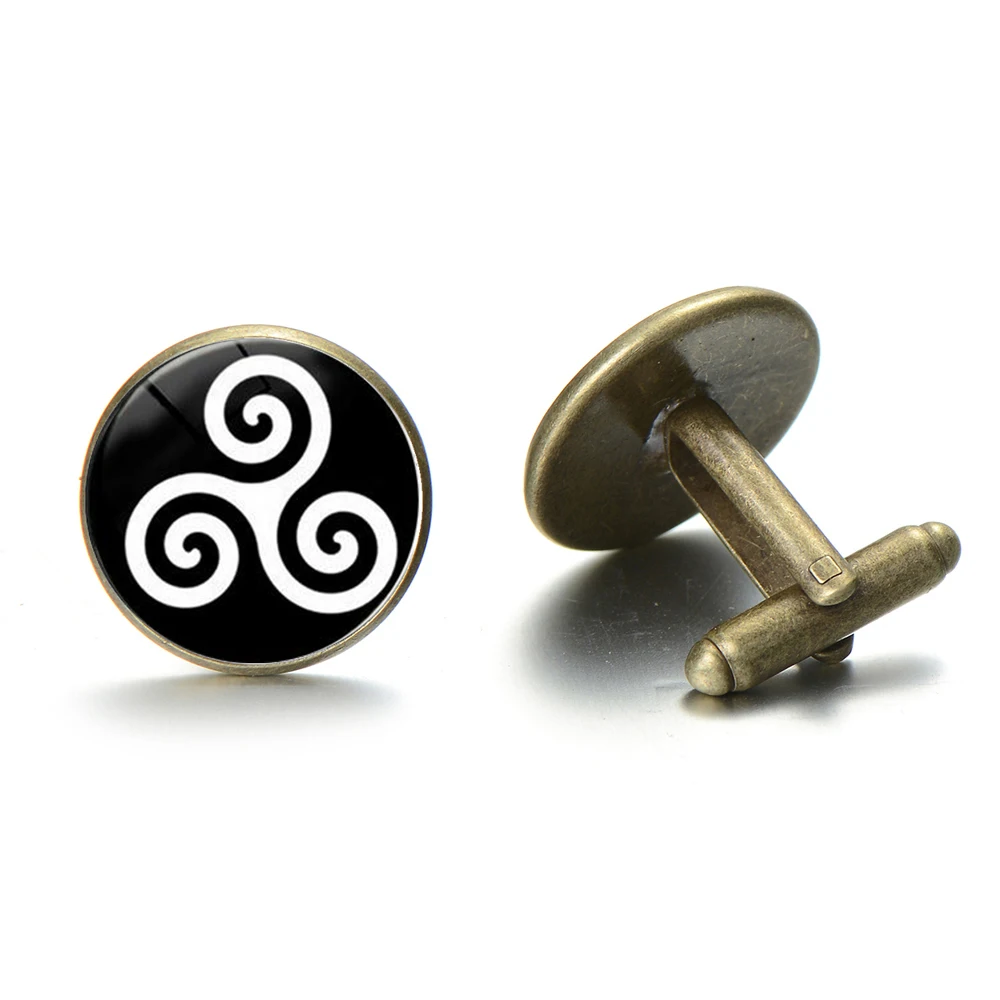 Классические запонки для подростков волк Трискелион Эллисон Серебристое стекло