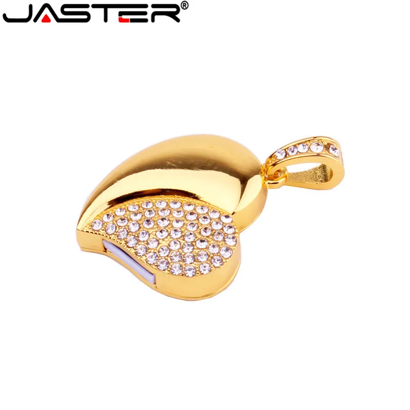 Usb флеш накопитель JASTER в форме сердца с кристаллами 4/16/32/64 ГБ|USB флэш-накопители| |