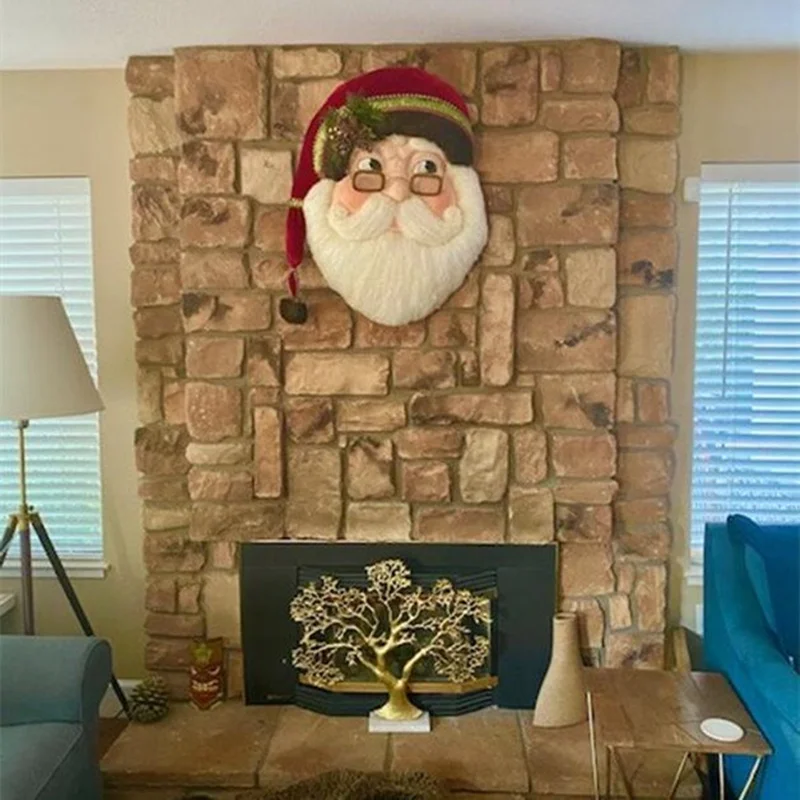 Decoraci&oacute;n de pared de Casa de Pap&aacute; Noel de madera, decoraci&oacute;n de Navidad, chimenea, Pap&aacute; Noel, decoraci&oacute;n de A&ntilde;o Nuevo 2022-2