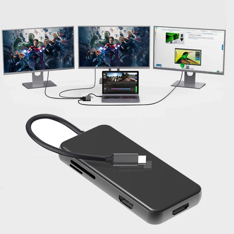 

Type C Docking Station MST Dual Screen Display 4K 2x HDMI Compatible VGA USB 3.0 HUB PD Adapter For Macbook Laptop Phone Huawei