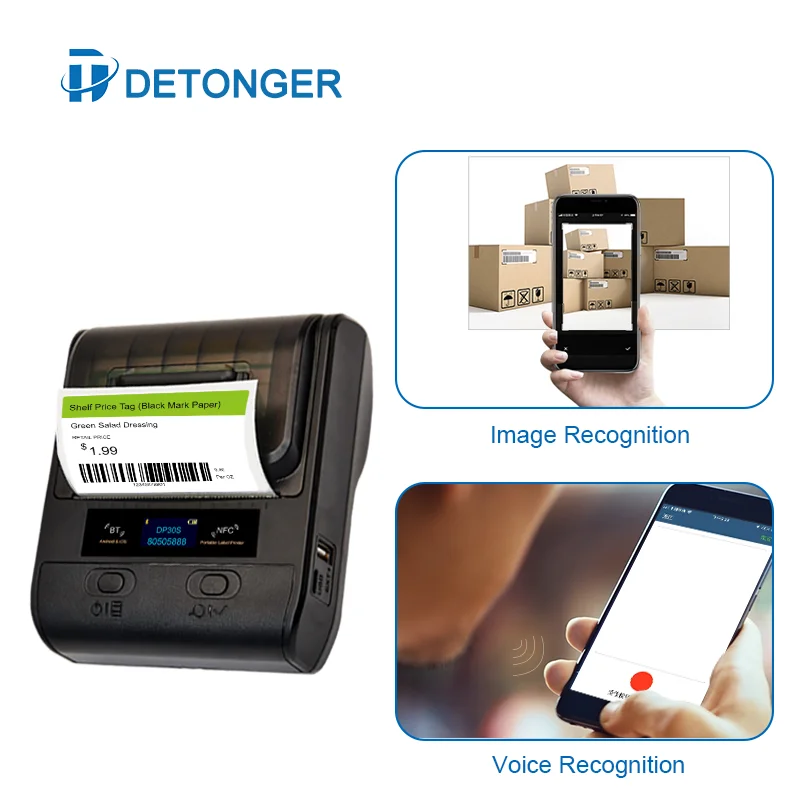 Портативный мини-термопринтер detlonger DP30S 30-80 мм BT ручной многофункциональный
