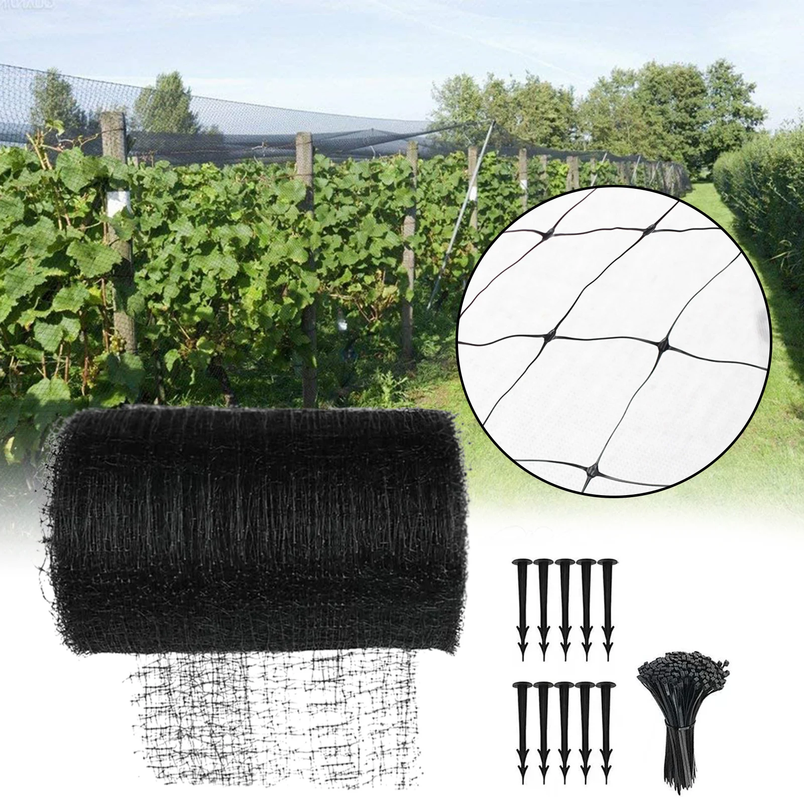 

Pond Netting Anti-bird Protection Plants Fruit Tree Vegetables Net Durable Nylon Garden Chicken Mesh Netting Strong Black Tools