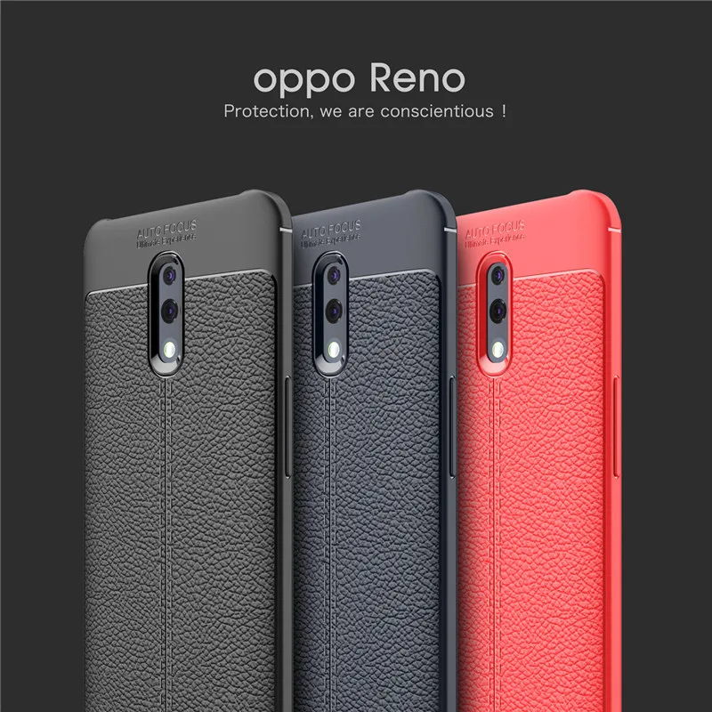 2021 for oppo reno case drop proof hybrid armor leather texture soft tpu case for oppo reno cph1917 lichi leather back cover free global shipping