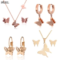 smjel stainless steel matte butterfly earrings for women girls lovely animal buttefly earing dangle fashion jewelry pendients