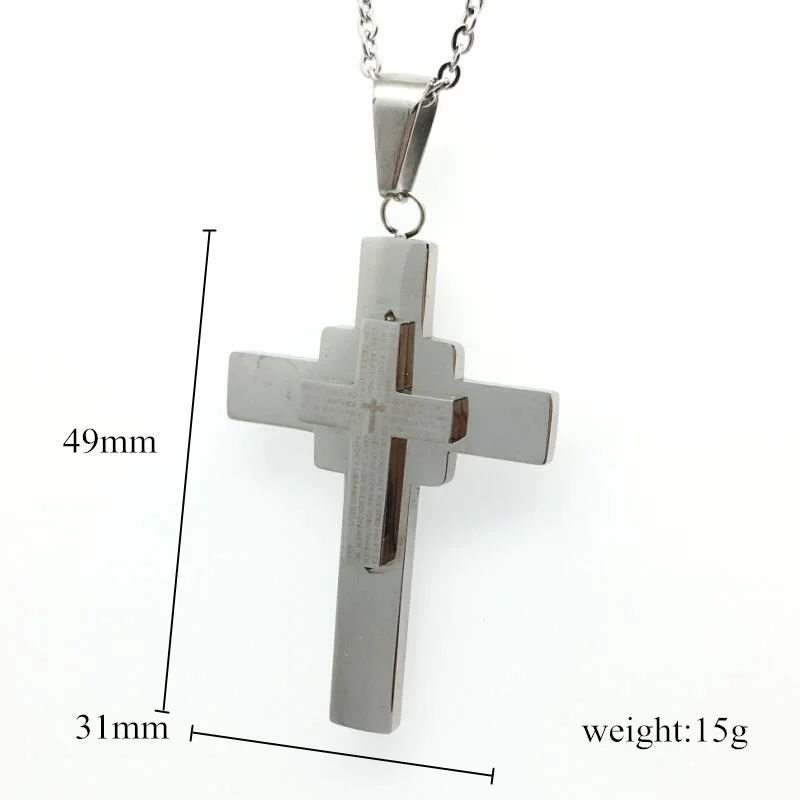 LOOKER Большой двойной слой из нержавеющей стали католический Библейский Крест