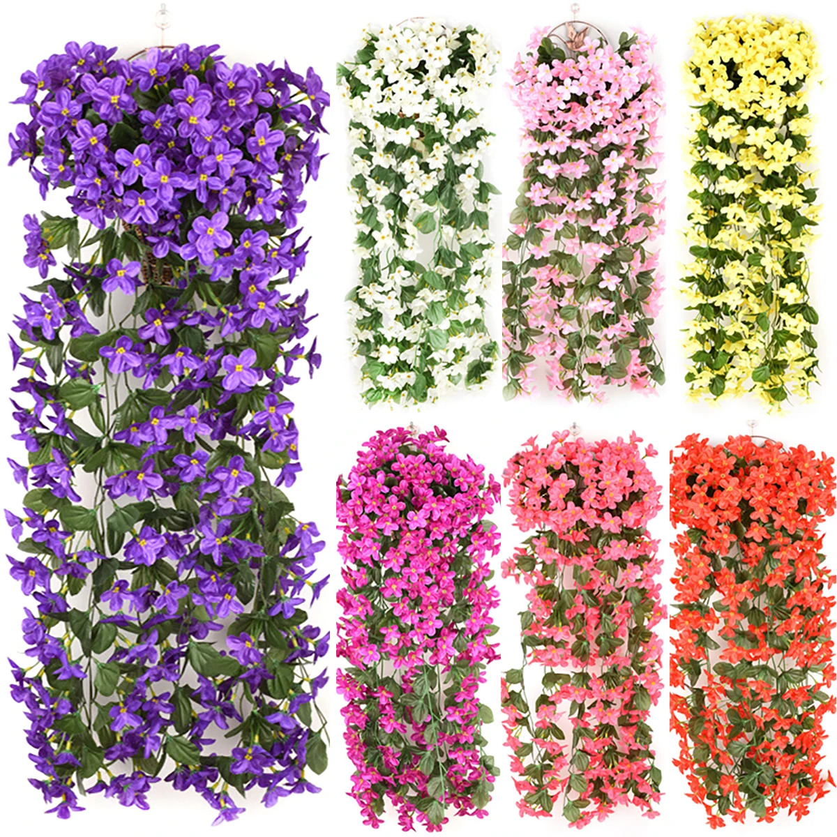 

Искусственный Поддельный фиолетовый цветок, подвесное растение, комнатное и уличное украшение для дома, искусственные украшения для комна...