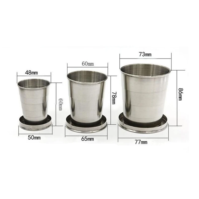 Портативный Нержавеющая сталь кемпинг складной кружка с цепочкой для ключей
