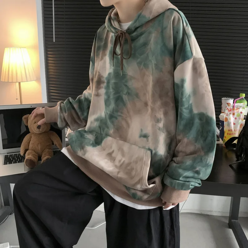 

Autumn Cotton Tie-dye Hoodies Men Fashion Casual Camouflage Hooded Sweatshirt Men Streetwear Loose Hip-hop Pullover Hoodie Mens